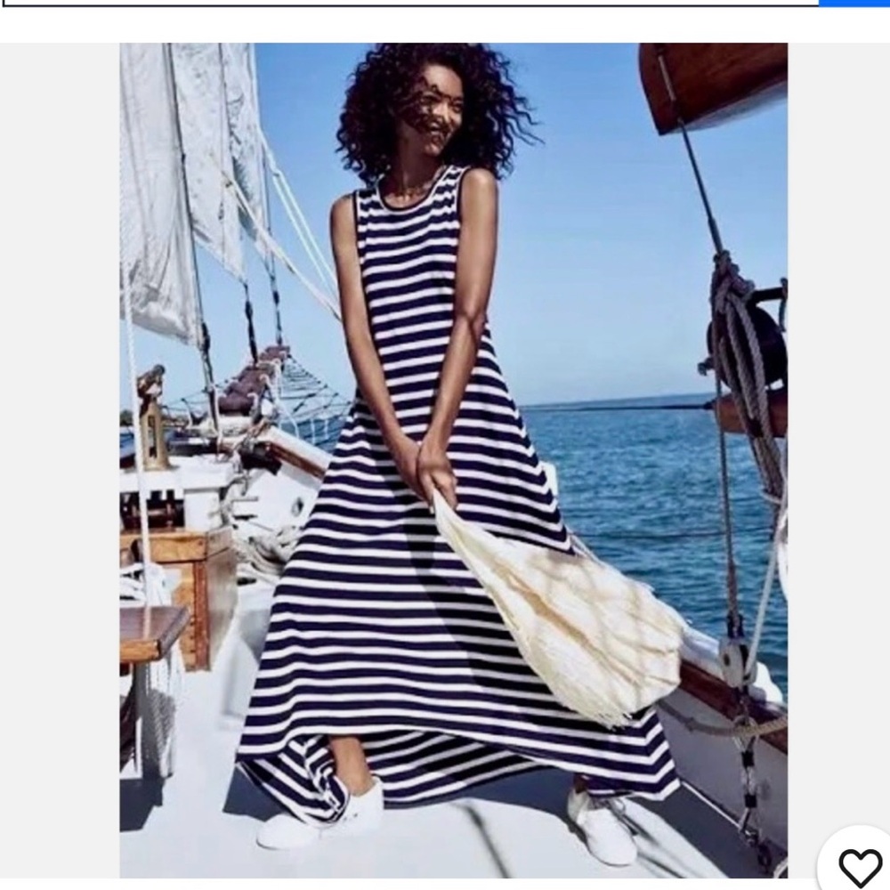 J. Crew Navy and White Striped Maxi dress Small NWOT - Picture 8 of 8